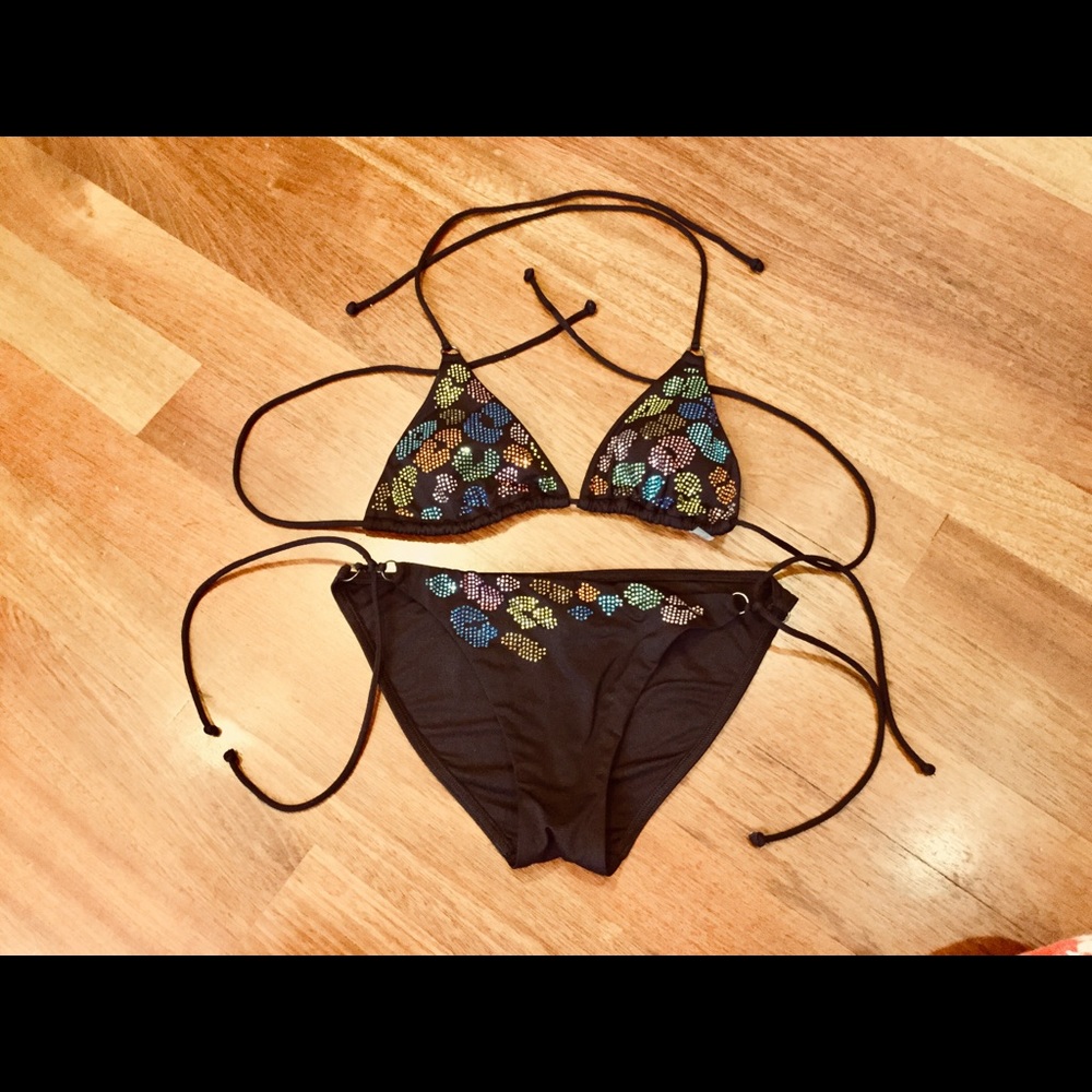 Victoria’s Secret Black W Sequins Bikini Set